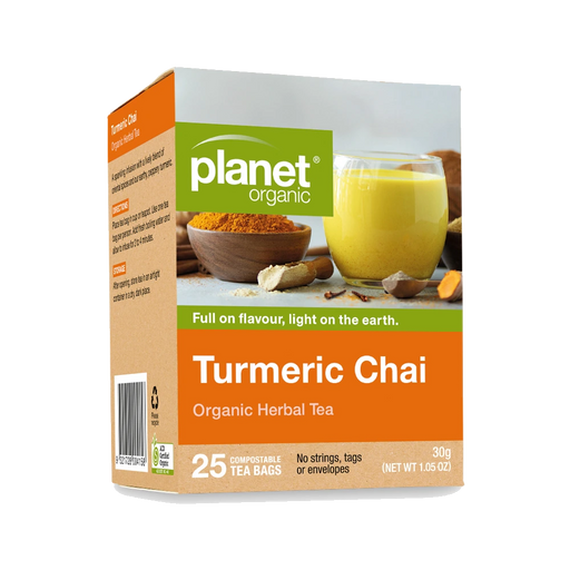 PLANET ORGANIC Herbal Tea Turmeric Chai 25 Bags packaging