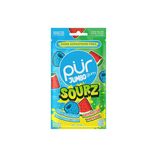 PUR Gum Jumbo Sourz Blue Raspberry Watermelon 81g Bag
