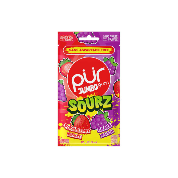 PUR Gum Jumbo Sourz Strawberry Grape 81g Bag
