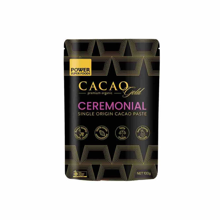 Power Super Foods Cacao Gold Paste Chunks Ceremonial Grade Cert Organic 100g