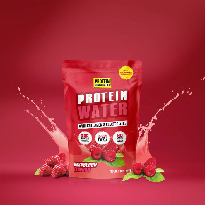 PROTEIN SUPPLIES AUSTRALIA Protein Water with Collagen & Electrolytes Raspberry 300g