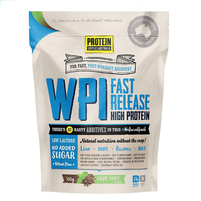 Protein Supplies Australia Choc Mint WPI Whey Protein Isolate 500g