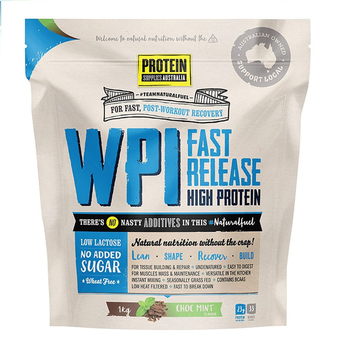 Protein Supplies Australia Choc Mint WPI Whey Protein Isolate 1Kg