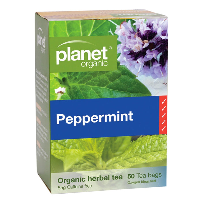 PLANET ORGANIC Peppermint Herbal Tea 50 Bags 1 Box