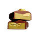 Chocolate-covered dessert with nuts on a white background