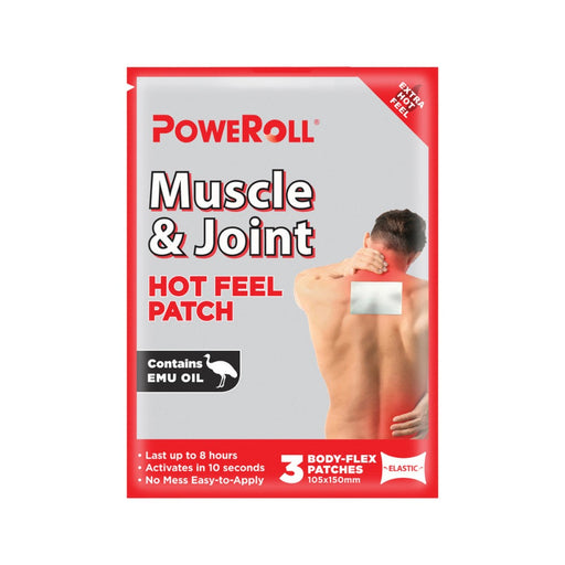PoweRoll Muscle & Joint Patch Hot Feel x 3 Pack