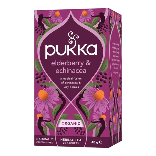 Pukka Elderberry & Echinacea x 20 Tea Bags – front of pack