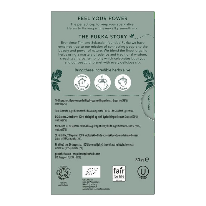 Pukka Supreme Matcha Green x 20 Tea Bags – back of pack