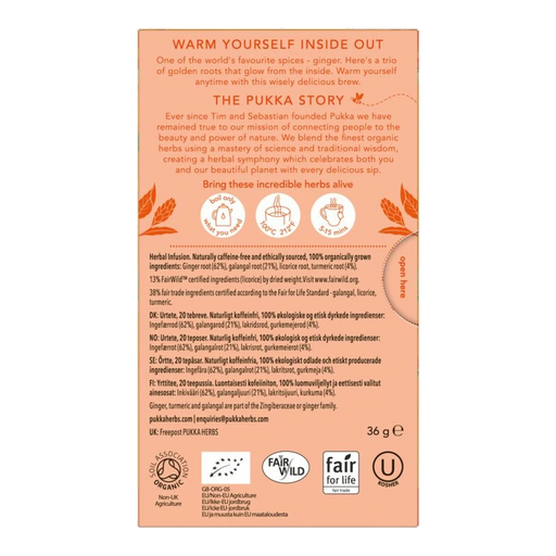 Pukka Three Ginger x 20 Tea Bags – back of pack