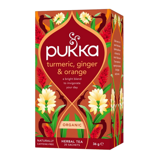 Pukka Turmeric, Ginger & Orange x 20 Tea Bags – front of pack