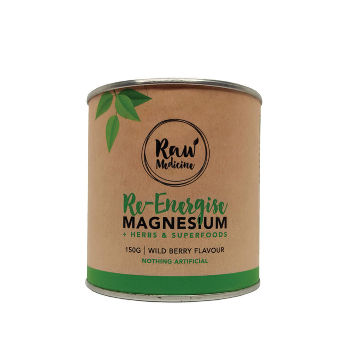 Raw Medicine Wild Berry Flavour Re-Energise Magnesium + Herbs & Superfoods 150g