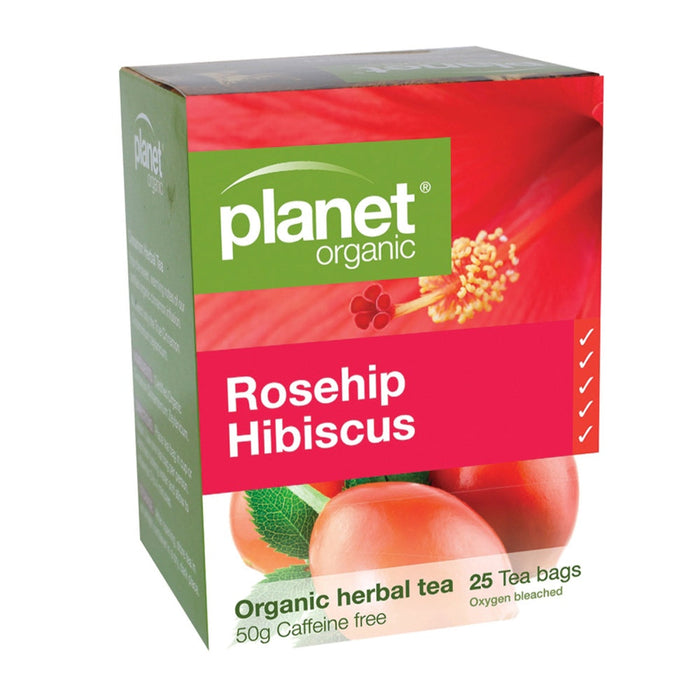 PLANET ORGANIC Rosehip & Hibiscus Herbal Tea 25 Bags 1 Box