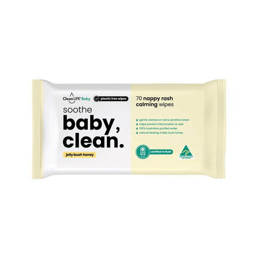 CLEANLIFE Baby Clean Soothe Flushable Plastic Free Wipes 70pk
