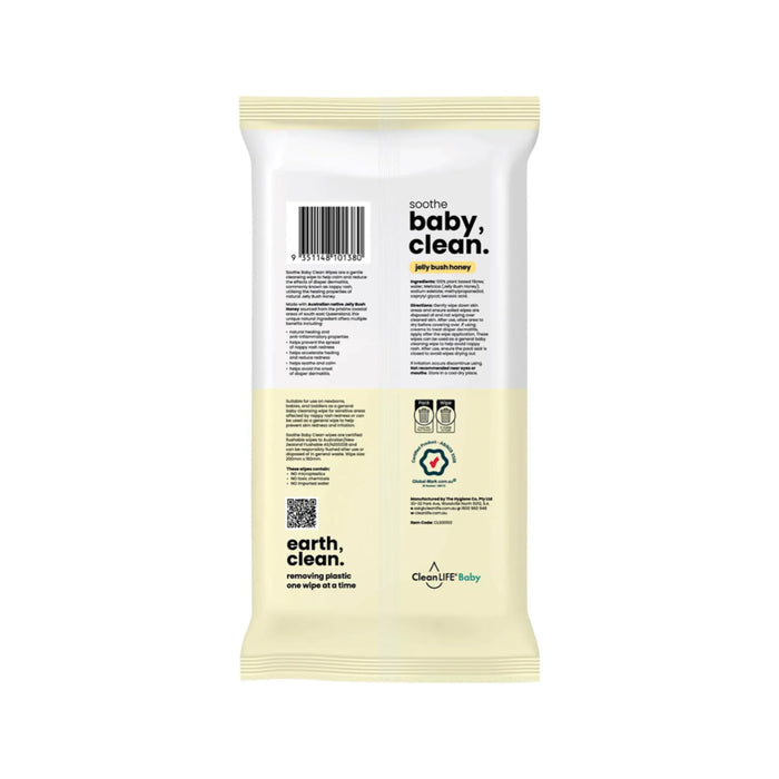 CLEANLIFE Baby Clean Soothe Flushable Plastic Free Wipes 70pk