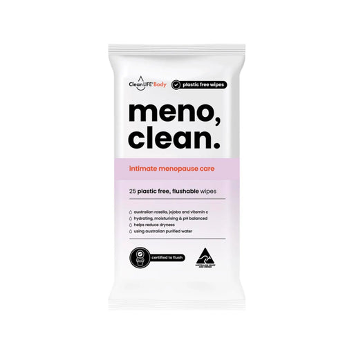 CLEANLIFE Meno Clean Wipes Flushable Plastic Free Wipes 25pk