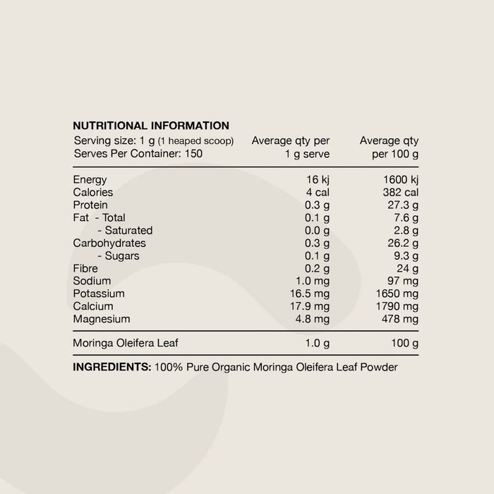 SWITCH NUTRITION Moringa 100% Pure Organic Moringa Oleifera Unflavoured 150g