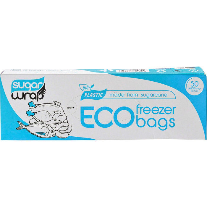 Sugarwrap 50 Eco Freezer Bags Made from Sugarcane Large