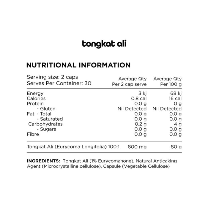 Switch Nutrition Tongkat Ali 100% Pure Tongkat Ali 60 Caps