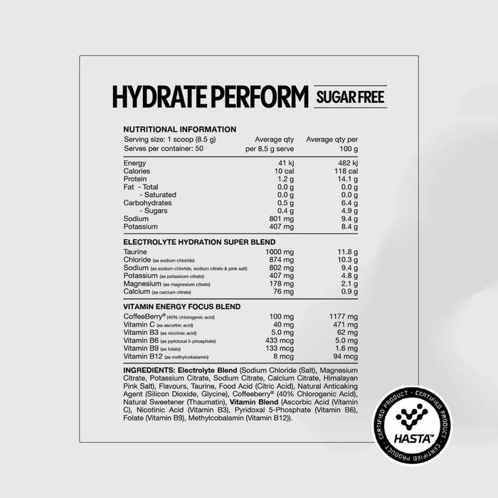 SWITCH NUTRITION Hydrate Perform Sugar Free Lemon Lime 20x8.5g
