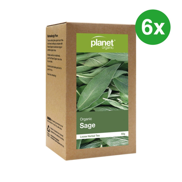 PLANET ORGANIC Herbal Loose Leaf Tea Organic Sage 50g 6 Packs
