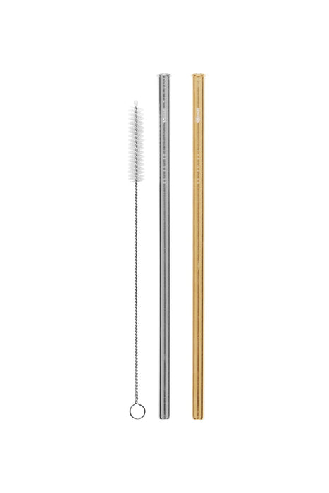 CHEEKI Stainless Steel Straws -Straight Silver & Gold