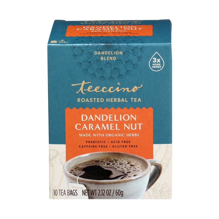 Teeccino Herbal Dandelion Caramel Nut 10 Tea Bags