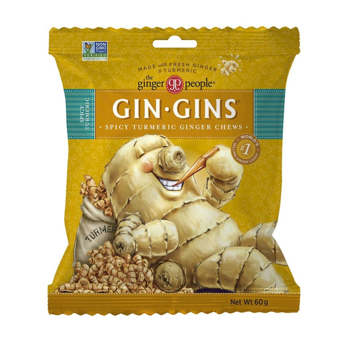 THE GINGER PEOPLE Gin Gins Ginger Candy Chewy Spicy Turmeric 60g 1 Pack