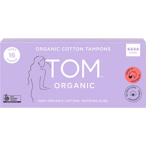 TOM ORGANIC 16 Organic Cotton Super Tampons