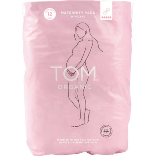 TOM ORGANIC Maternity Pads Ultra Absorbent for Post Birth 12 Pack