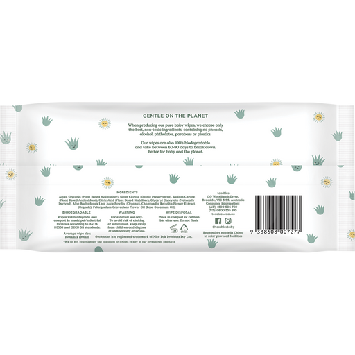 TOOSHIES BY TOM Pure Baby Wipes 70 back of product