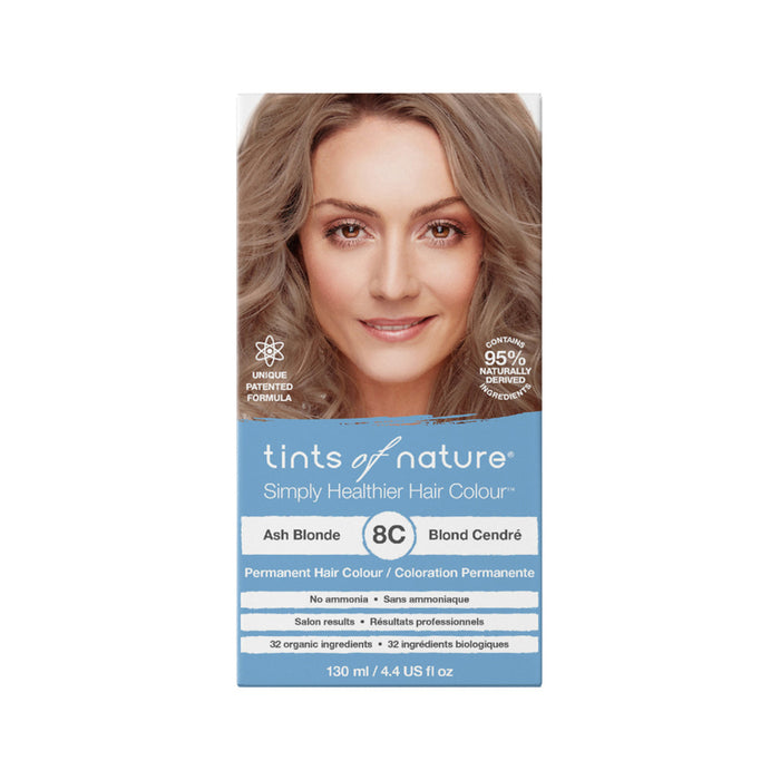 TINTS OF NATURE Ash Blonde - 8C Permanent Organic Hair Colour - 120ml
