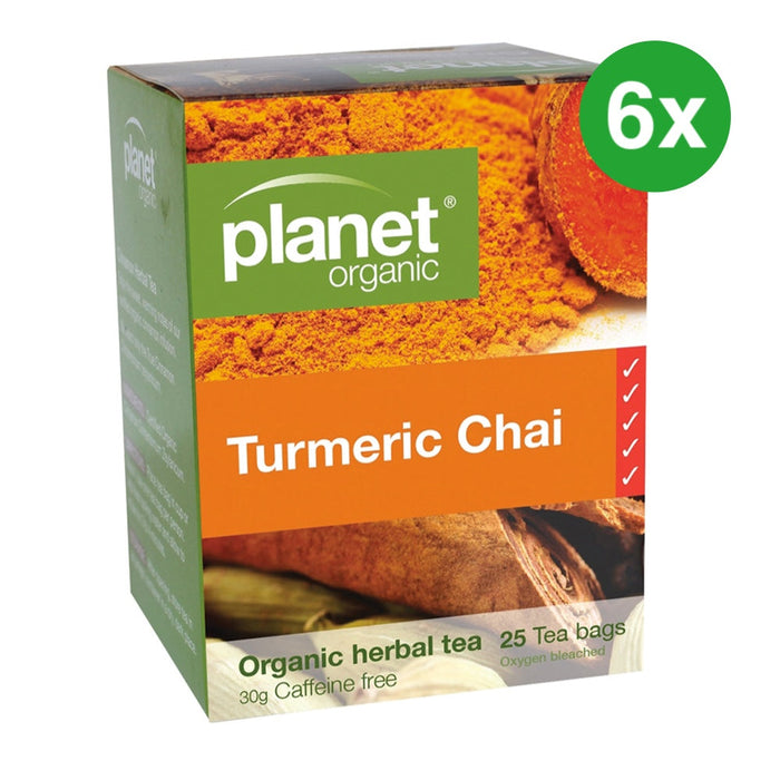 PLANET ORGANIC Herbal Tea Turmeric Chai 25 Bags 6 Packs