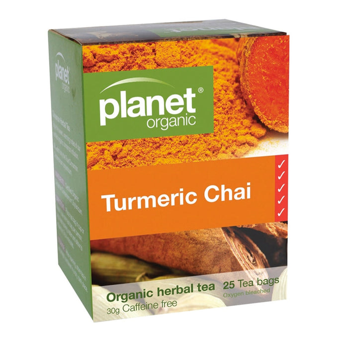 PLANET ORGANIC Herbal Tea Turmeric Chai 25 Bags 1 Pack