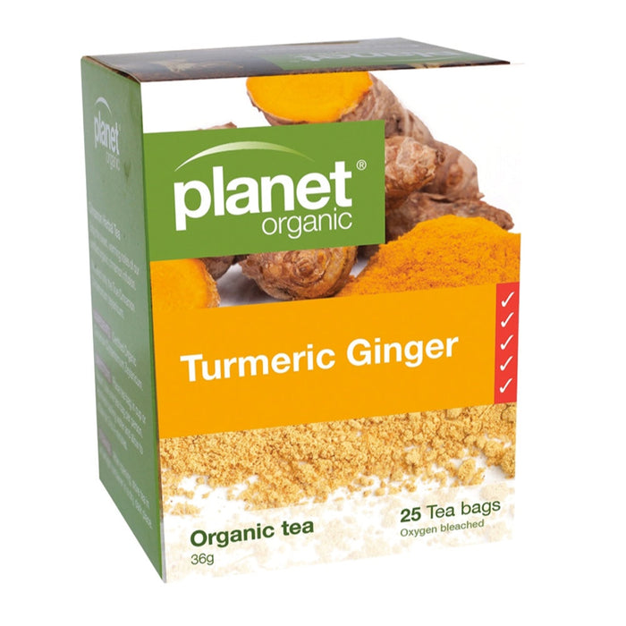 PLANET ORGANIC Herbal Tea Bags Turmeric Ginger 25 Bags 1 Pack