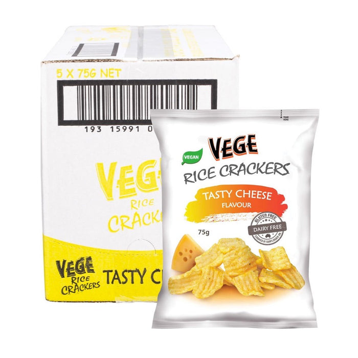 VEGE CHIPS Vege Rice Crackers 5x75g Tasty Cheese