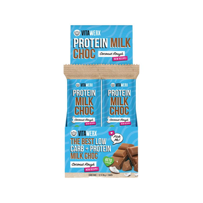 VITAWERX Protein Milk Choc Bar Coconut Rough 12x35g