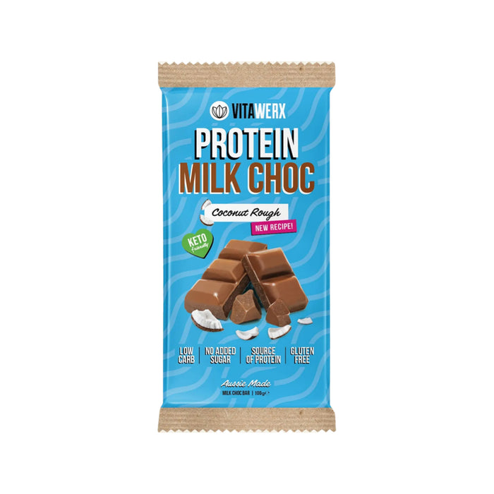 VITAWERX Protein Milk Choc Bar Coconut Rough 12x100g
