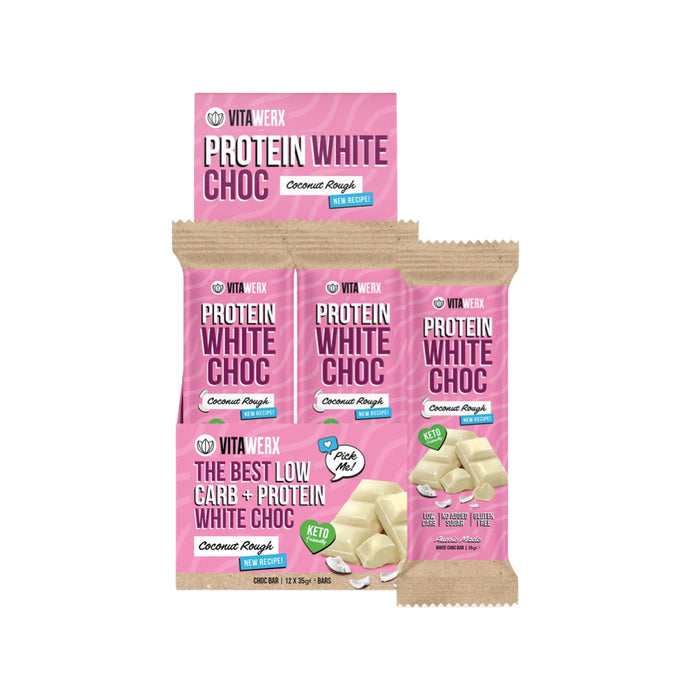 VITAWERX Protein White Choc Bar Coconut Rough 12x35g