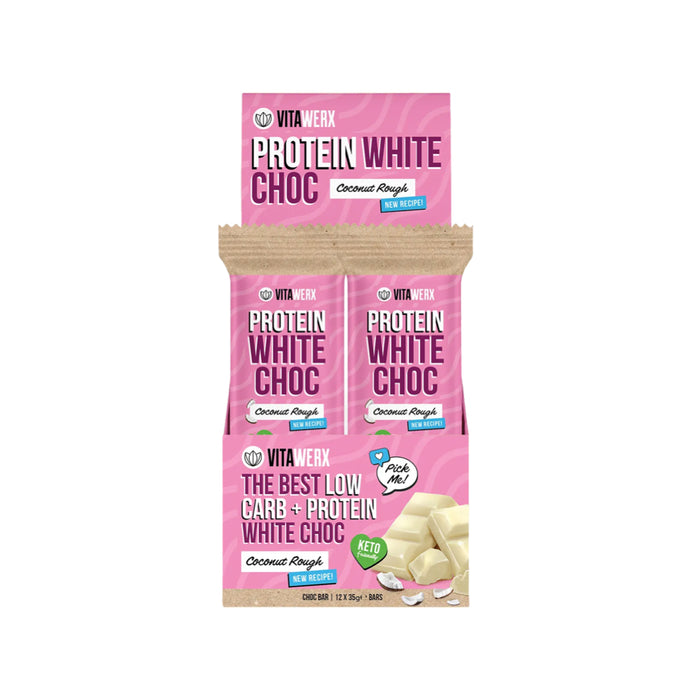 VITAWERX Protein White Choc Bar Coconut Rough 12x35g