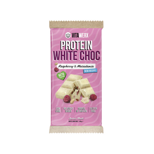 VITAWERX Protein White Choc Bar Raspberry & Macadamia 12x100g