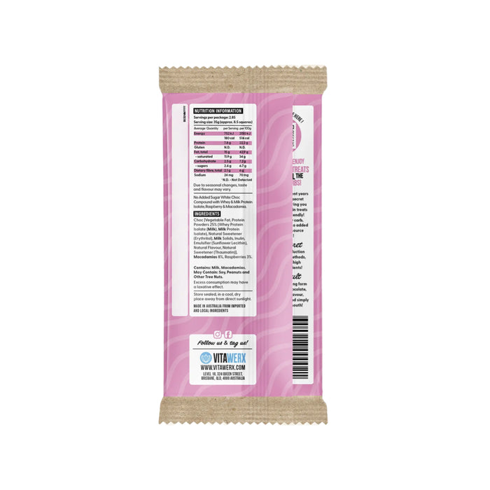 VITAWERX Protein White Choc Bar Raspberry & Macadamia 12x100g