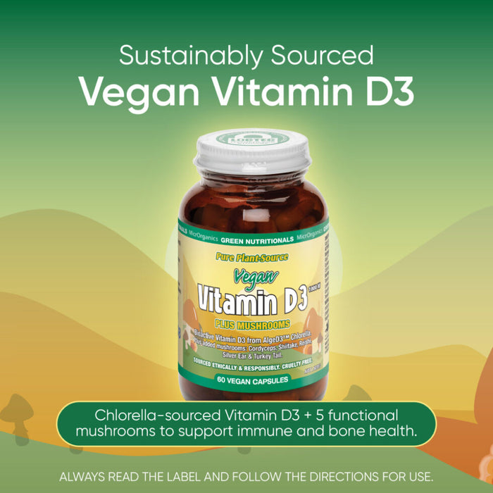 GREEN NUTRITIONALS Green Nutritionals Vitamin D3 1000IU + Mushrooms 60 Caps