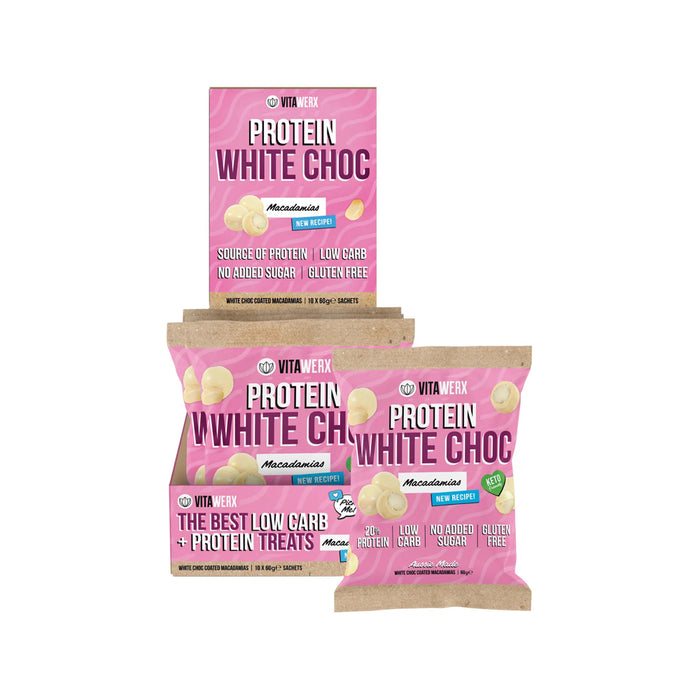 VITAWERX White Choc Coated Macadamias 10x60g