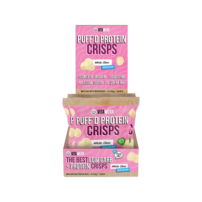 VITAWERX Puff'd Protein Crisps White Choc 10x60g
