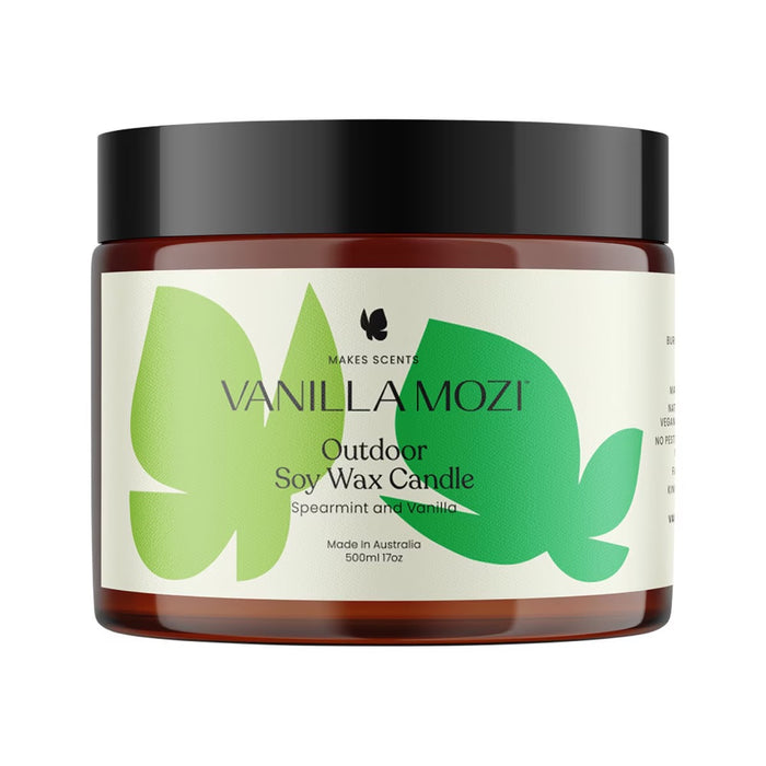 Vanilla Mozi Outdoor Soy Wax Candle Spearmint and Vanilla 500ml