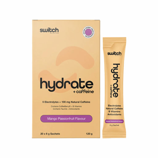 SWITCH NUTRITION Hydrate + Caffeine Sachets Mango Passionfruit 20x6g