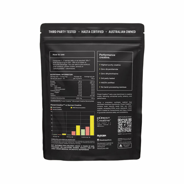 SWITCH NUTRITION Perform Purest® Creatine Monohydrate 500g