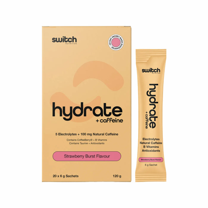 SWITCH NUTRITION Hydrate + Caffeine Sachets Strawberry Burst 20x6g