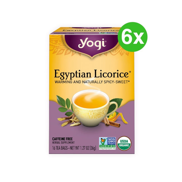 YOGI TEA Herbal Tea Bags Egyptian Licorice 16 Tea Bags 6 Packs (Extra 5% Off)