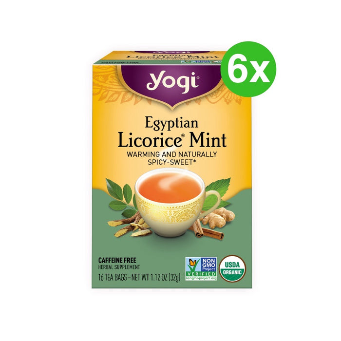 YOGI TEA Herbal Tea Bags Egyptian Licorice Mint 16 Tea Bags 6 Packs (Extra 5% Off)